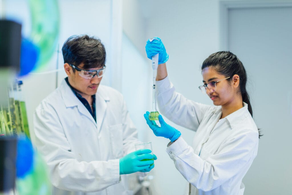 Two researchers doing research.