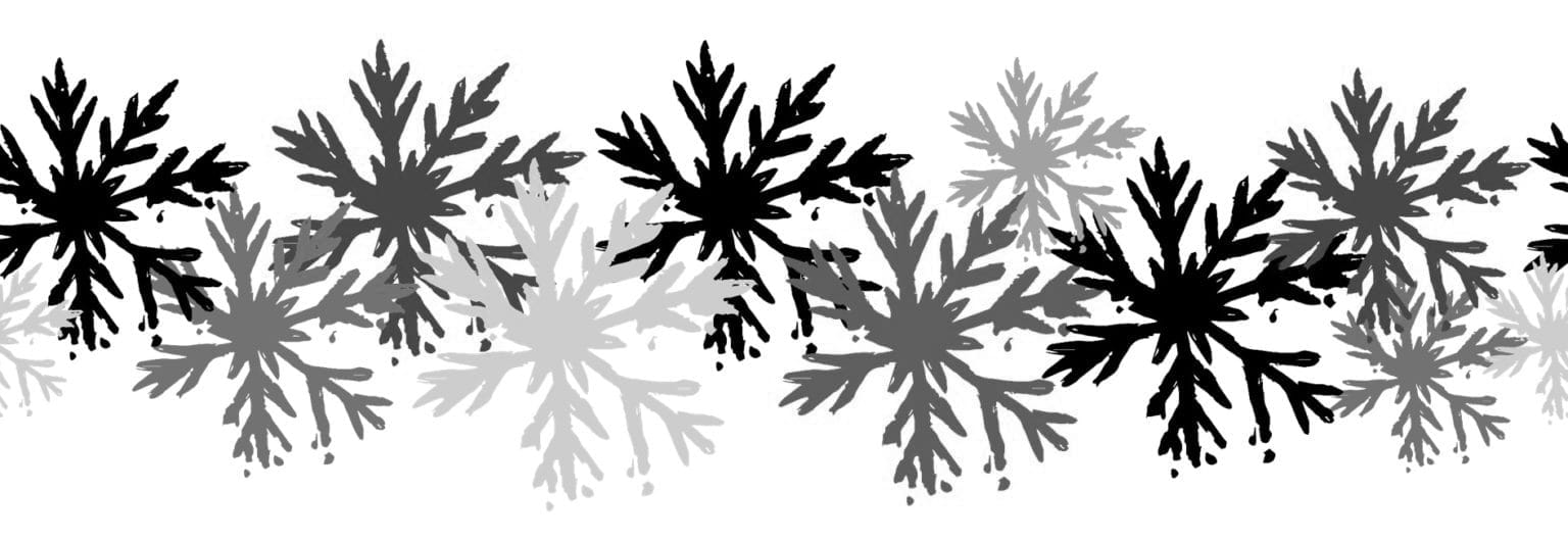 Drawn picture. Wet snowflakes. Black and white.