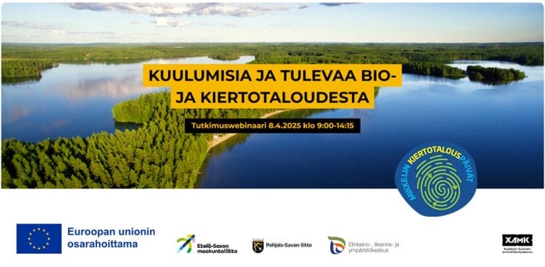 Suomalainen metsä- ja järvimaisema ilmasta kuvattuna.